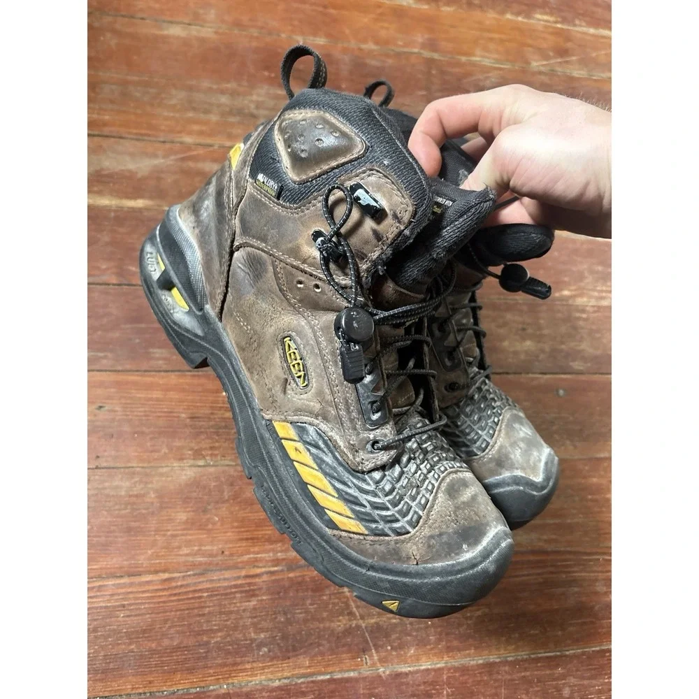 Keen Utility Troy 6 Men Carbon Fiber Toe Waterproof Work Boots Brown Black 9.5EE